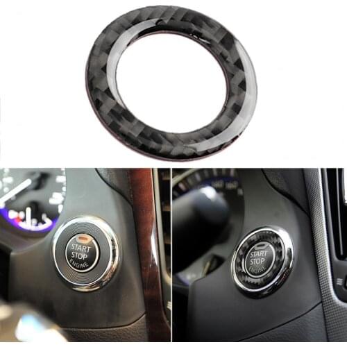 Start Stop Engine Switch Sticker Waterproof Dust-proof Carbon Fiber Self-adhesive Start Stop Engine Button Cover for Infiniti Q5