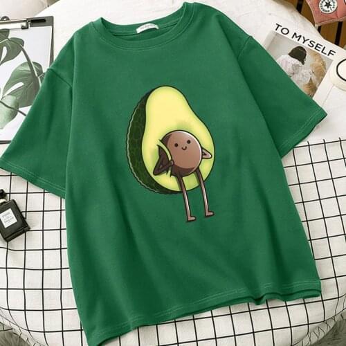 New Women T-Shirts Summer Cute Avocado Printed Tops Tees Female T-shirt Short Sleeve White Tshirt For Lady Casual Tops Mujer