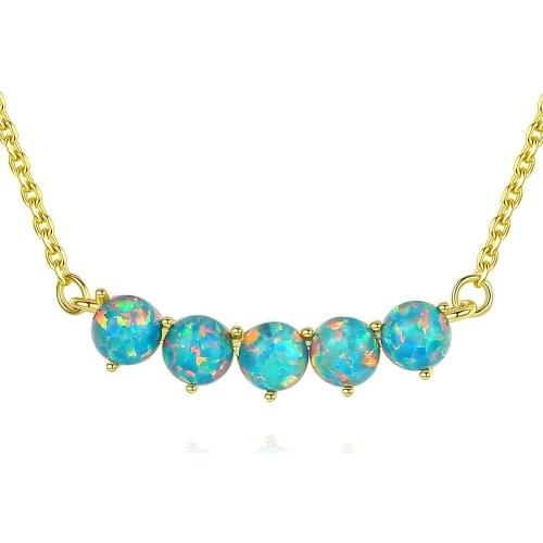 Opal Necklace Sterling Silver Necklaces 925 For Women Party 4mm Opals Silver Necklace Fine Jwelry Wedding Gift