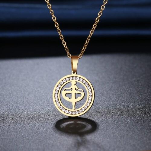CACANA 316L Stainless Steel Ballet Girl Necklace NEW Crystal Rhinestone Necklaces For Women Wedding Valentines Day Gifts