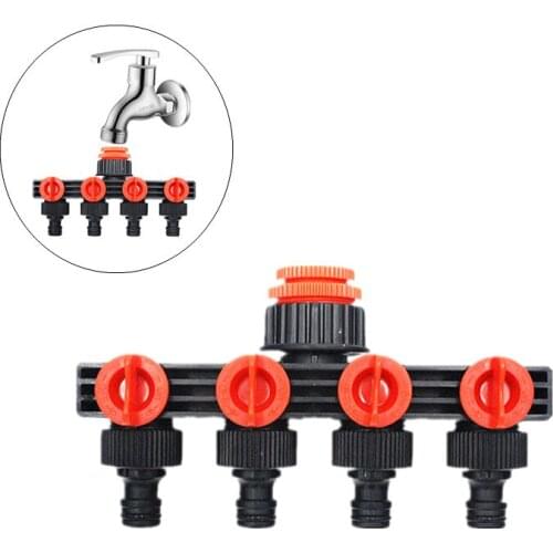1/2" 3/4" Plastic Garden Irrigation 4-way Tap Hose Splitter Garden Hose Fittings Pipe Connector Irrigation Set