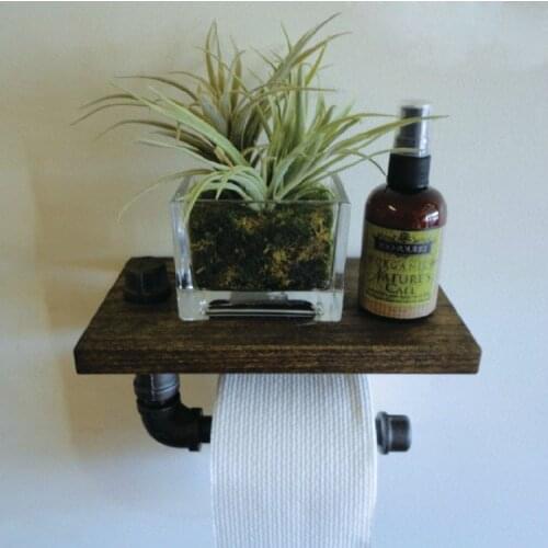 Industrial Decor Loft Handmade Water Pipe Roll Paper Towel Toilet Holder With Shelf Industrial Home Bazaar Bathroom Accessory