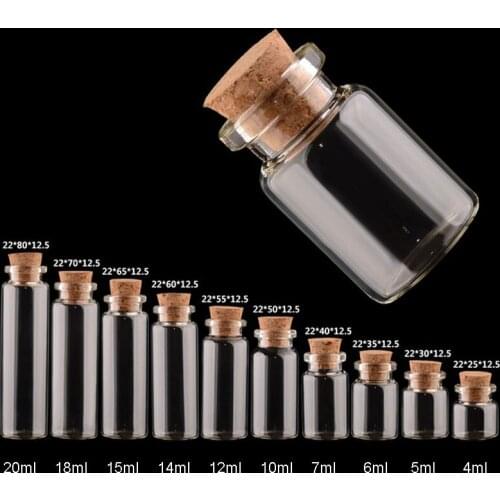 Diameter 22MM Corked Glass Vial Clear Empty Glass Bottle With Wooden Cork Stopper Vials DIY Wishing Mini Glass Bottles