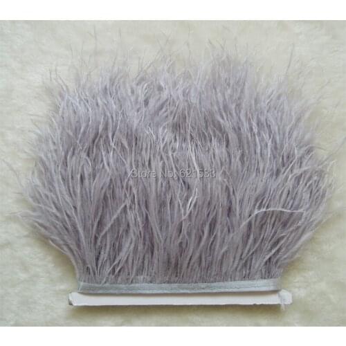 Silver Gray/Light Grey ostrich feather trimming fringe ostrich feather trim on Satin Header 5-6inches in width for Derss sewing