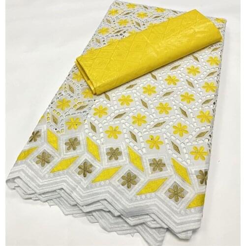 SJ Lace Swiss Voile Lace in Switzerland Embroidery African Bazin Fabric 2.5+2.5yards African Cotton Fabric For Dress T1-98