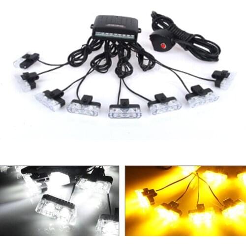 LED Grille Strobe Light Car Grill Light Emergency Warning Signal Lamp Flash Marker Light Daytime running Lights Red Blue 12V