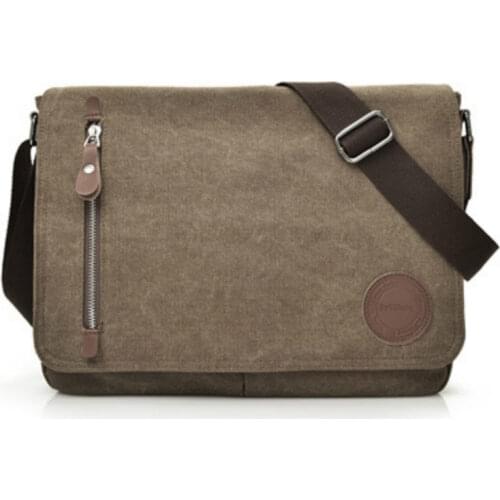 European and American style mens bag trendy canvas bag men casual shoulder bag large-capacity crossbody bag horizontal section