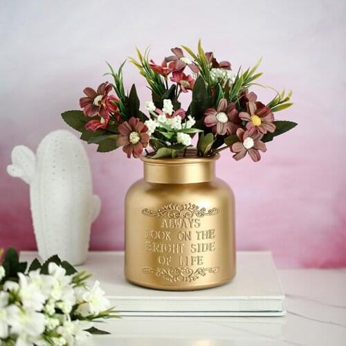 Golden glass vase table simple personality flower arrangement desktop creative decoration
