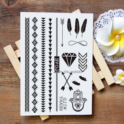 Waterproof body art for women Metallic Temporary Tattoo Black India Henna Tattoo Love Black Henna Tattoo 20X15cm #023