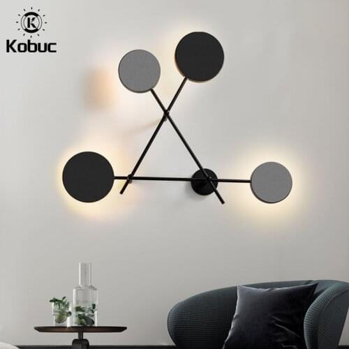 Kobuc 4 Head Rotatable Black Gray Bedside Lamp Wall Mount Light Nordic Postmodern 38W 48W Living room Sconces Wall Led Fixture