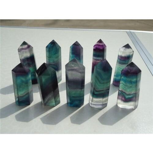 10 Small Nice Natural Green Blue Purple Fluorite Crystal Terminate Point Healing from China Wholesales