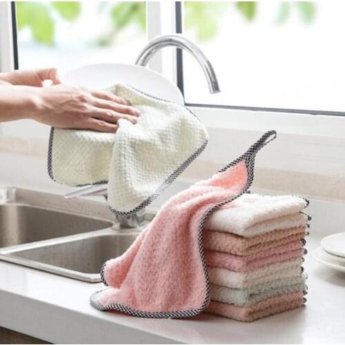 10pcs/lot Washing Rag Coral Velvet Cloth Smooth Absorbent Cleaning Rags Kitchen Dish Towel Scouring Pad Car Cleaning Coths