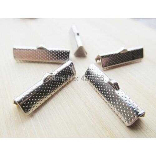 200pcs 8mmx25mm Silver tone/Antique Bronze Ribbon Cord End Clamps,Cord End Cap,Crimps Beads Clips,Buckle,Fasteners,Clasps