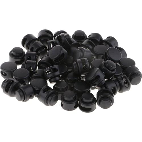 50 Pieces Plastic Toggle Spring Clasp Stops Double Holes String Cord Locks 13mm