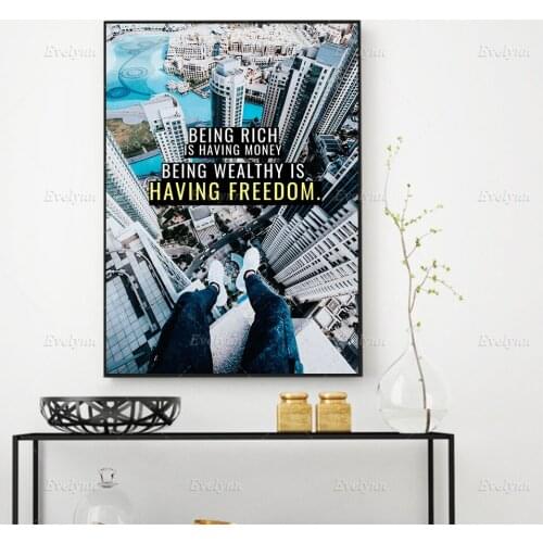Being Wealthy Is Freedom Quotes Inspirational,Motivational Poster And Print Home Decor Wall Art Canvas Painting Modular Pictures
