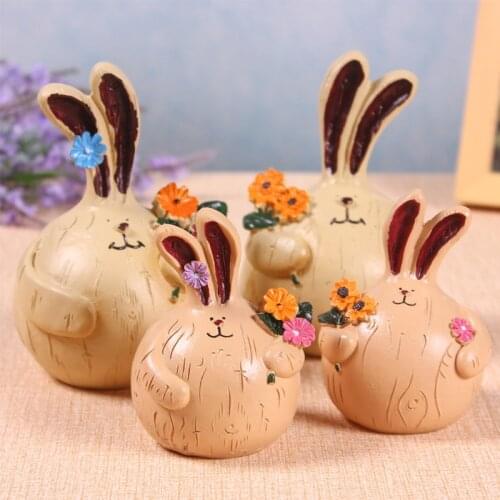 Delicate Garlic Rabbits Resin Artware Decoration Desk Figure Ornament Chubby Bunny Handmade Figurine Home Decor Accessories Gift
