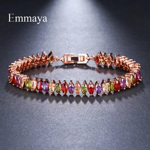 Emmaya 4 Colors Charm Wedding Bracelets for Women Leaf-Shape Cubic Zircon Pulseira Feminina Best Gift for Women Party