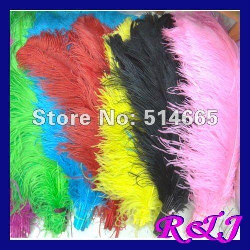EMS Free shipping Wholesale 50PCS 60-65cm 24-26 inches mix 2 colors single OSTRICH FEATHER real ostrich drab feathers