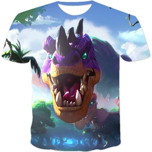 3d Printing Game Anime Dinosaur T-Shirt 2021 New Style Male/Female Breathable Short Sleeve Personality Loose Round Neck Xxs-6xl