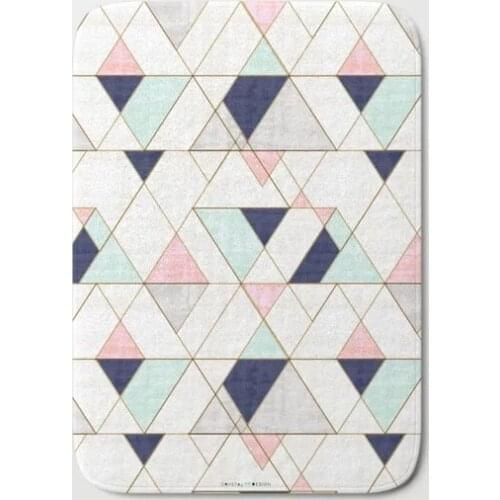 HOT Bathroom Rugs Mod Triangles Bath Mat Flannel Absorbent Non Slip Doormat for Entrance Door