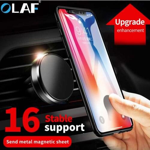 OLAF Round Magnetic Car Mobile Phone Holder Stand For iPhone 6 7 8 Plus X Air Vent Phone Car Mount Stand Holder For Samsung S10