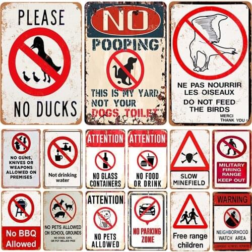 No Allow Plaque Metal Vintage Tin Sign Pin Up Shabby Chic Decor Metal Signs Vintage Bar Decoration Metal Poster Pub Metal Plate