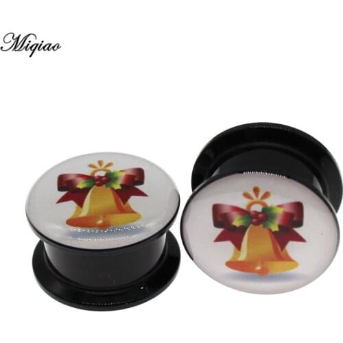 Miqiao 2pcs Explosive Acrylic Bell Ear Expander Thread Tunnel Ear Expander 4mm-25mm Christmas Jewelry Body Piercing Jewelry