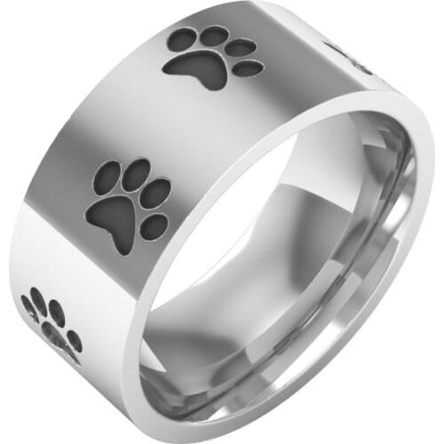 8mm Punk Dog Cat Paw Men Finger Rings 316 L Stainless Steel Fashion Jewelry Cool Animal Pet Rings Wedding Engagement rings Gift