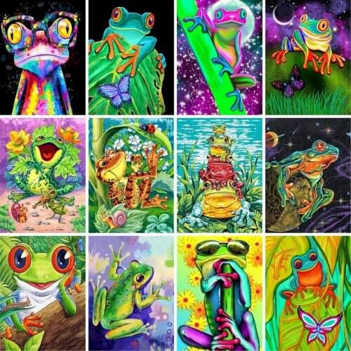 GATYZTORY DIY Painting By Numbers For Adluts Child Color Frog Animal Paints Kits Drawing Canvas Wall Art Pictures Gift