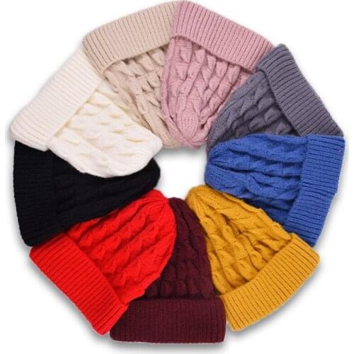 Solid Color Korean Version Knitted Hat Unisex Fashion Personality Keep Warm Autumn Winter Beanie Hat Adult Cap