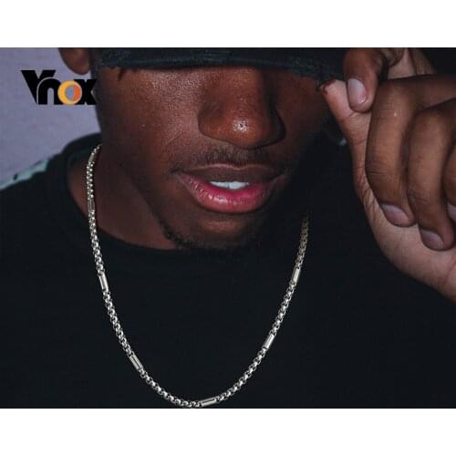 Vnox Punk Rolo Box Chain Choker Neckllaces for Men, Never Fade Stainless Steel Metal Collar Jewelry, 5mm Wide 60cm Length