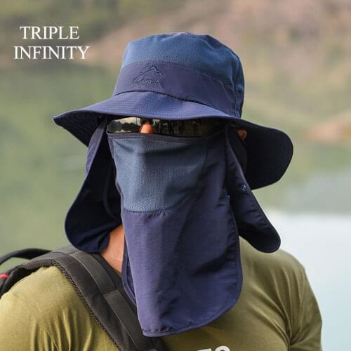 New Summer Sun Hats For Men Large Bucket Hat Foldable Breathable Anti UV Sun-proof Hiking Fishing Male Designer Hat Cowboy Cap