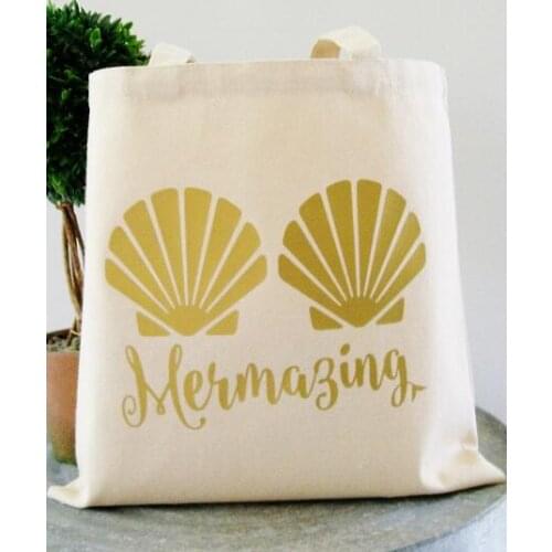 Personalized Mermaid Squad wedding tote bags hen Party gift keepsake Bags Bachelorette bridal shower favors