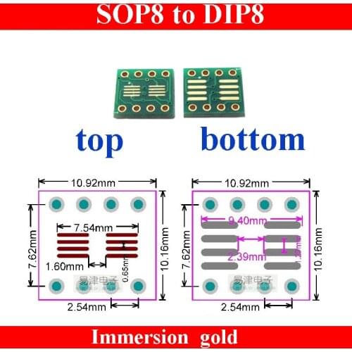 SO SOIC8 sop8 SSOP8 to DIP8 IC Adapter sop8 socket test experiment board SMD