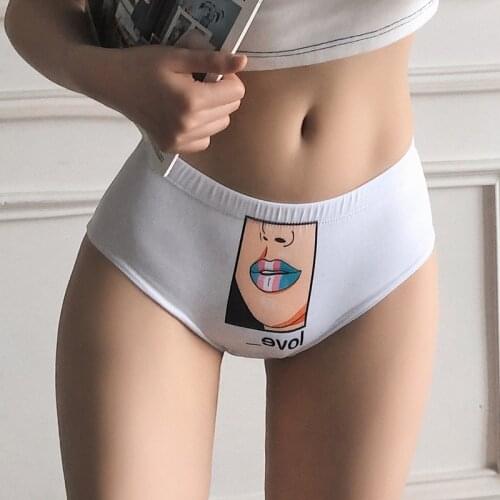 Sports Fitness Stretch Hip-Lift Girl Panties Simple Fashion Printed Lingerie Sexy Low-Waist Breathable Womens Briefs Underwear