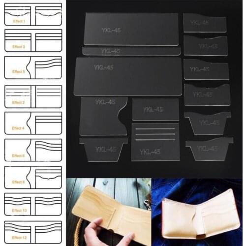 13Pcs New Clear Acrylic Wallet Pattern Stencil Template Set Leather Craft DIY Tool Sewing pattern sewing stencils