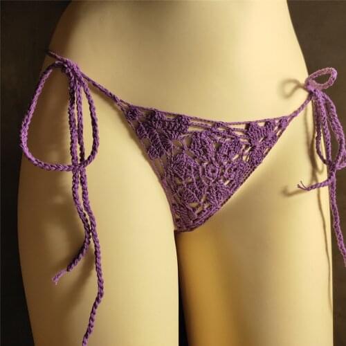 13 colors crochet thong string Women Briefs Mini bikini Secret Romance Retro Hand Lace micro swimwear Cotton