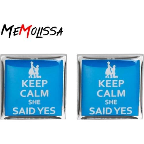 MeMolissa New Style KEEP CALM Cufflinks Marry Me Cuff Links Quote Shirt Cufflinks For Mens Shirt Suit High Quality
