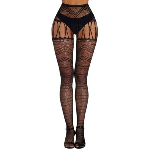 Women Sexy High Waist Suspender Pantyhose Fishnet Tights Garter Belt Stockings