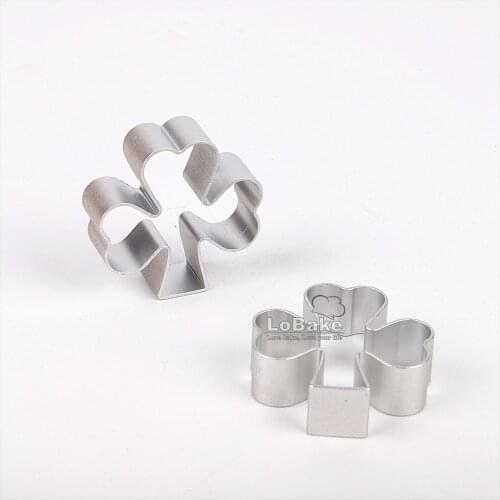 10pcs/lot) Lovely clover shamrock shape aluminium cookie dough cup cake cutter chocolate fondant dessert molds for pastry tools