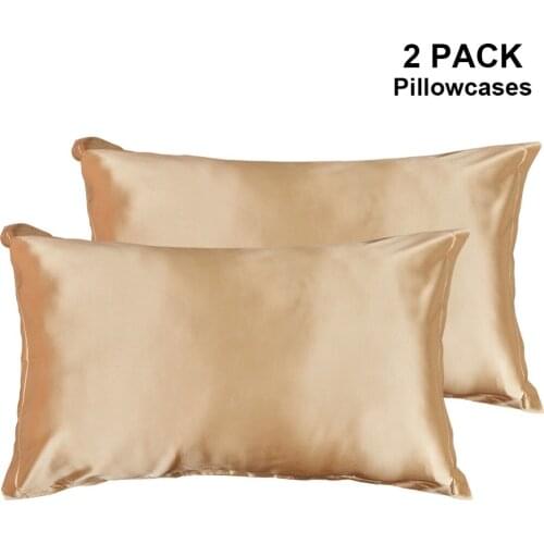 2Pcs/set Duerer Two-Pack Silky Satin Pillowcases for Hair and Skin for healthy standard Sleep with Envelope Closure
