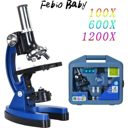 2019 Children Kid Biological Microscope Set Student Educational 100x 600x 1200x For Kids