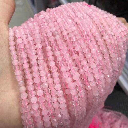 4mm Faceted Rose Quartzs Beads Natural Stone Pink Crystal Loose Beads for Necklace DIY Bracelet Making Jewelry Accessories