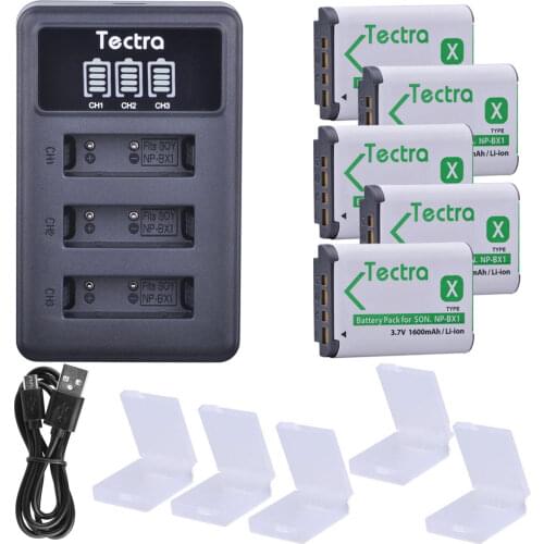 5Pcs NP-BX1 NPBX1 Battery for Sony DSC-RX100 RX1 HDR-AS15 AS10 HX300 WX300 NP BX1 Bateria+LED Display USB 3-Slot Charger