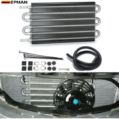 6 Row Radiator Remote Aluminum Transmission Oil Cooler + Hose / Mounting Kit EP-HYOC404