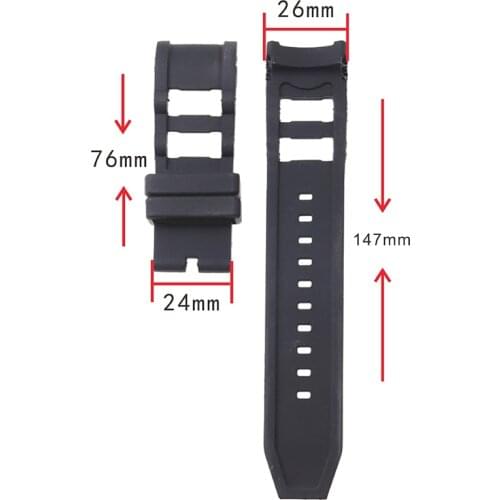 Watch accessories silicone strap black for INVICTA Infanta watch with 26mm mens and womens waterproof sports rubber strap