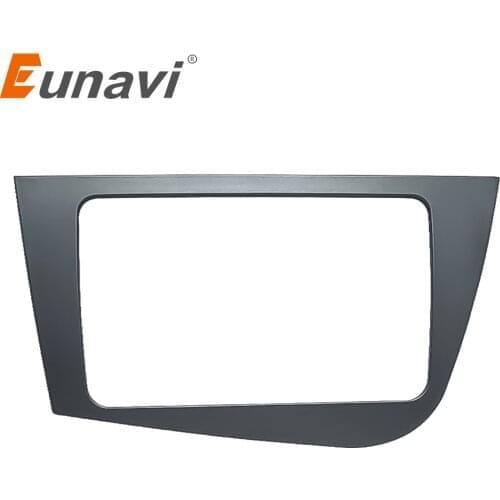 Gray Car 2 Din Audio Radio Fascia Frame for Seat Leon 2005-2011 Left Hand Driving LHD Dash Plate Panel Mount Kit