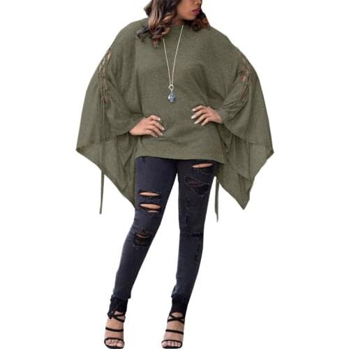 BAMBOOBOY Womens O Neck Batwing Sleeve Lace Up Loose Cover Up Smock Casual Shirt Solid Tees Top ZL956