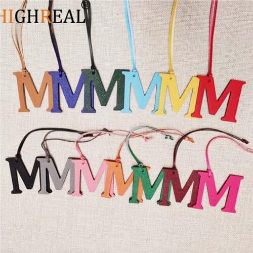 HIGHREAL Custom Made Luxury Genuine Leather Character Letter M Keychain Women Bag Charm Backpack Pendant