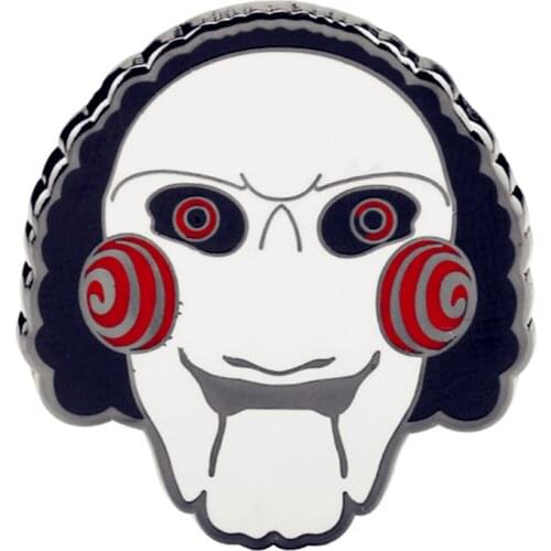 Horror Movie Saw Jigsaw Killer Billy Brooch Pins Enamel Metal Badges Lapel Pin Brooches Jackets Fashion Jewelry Accessories